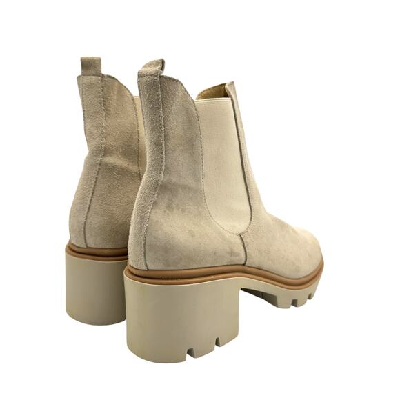 Antonio de Faria Neutral Cream Suede Leather Chunky Lug Pull On Chelsea Boots - Picture 6 of 12